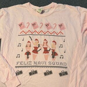 Comfort Colors Light Pink Holiday Graphic Long Sleeve Tee